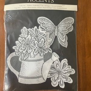 Lace Window Scene titled Butterfly Garden Heritage Lace